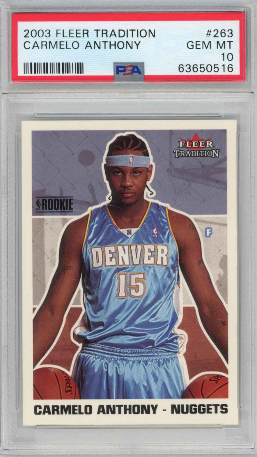 Graded 2003-04 Fleer Tradition Carmelo Anthony #263 Rookie RC Basketball Card PSA 10 Gem Mint