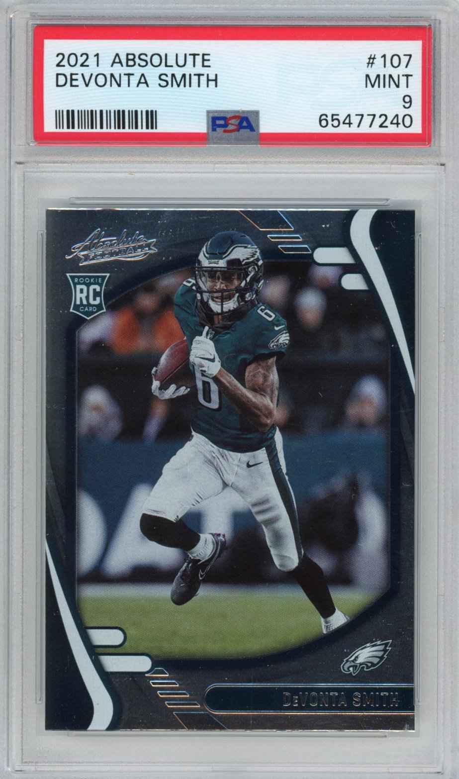 Graded 2021 Panini Absolute DeVonta Smith #107 Rookie RC Football Card PSA 9 Mint