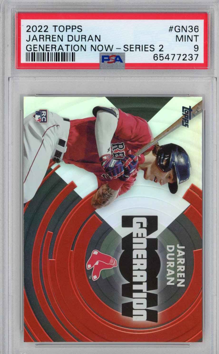 Graded 2022 Topps Jarren Duran #GN36 Generation Now Series 2 Rookie RC Baseball Card PSA 9 Mint
