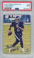 Graded 2020 Panini Chronicles Jalen Hurts #210 Luminance Rookie RC Football Card PSA 9 Mint