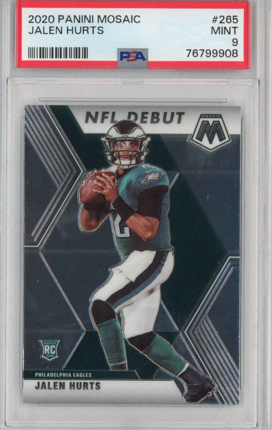 Graded 2020 Panini Mosaic Jalen Hurts #265 Rookie RC Football Card PSA 9 Mint
