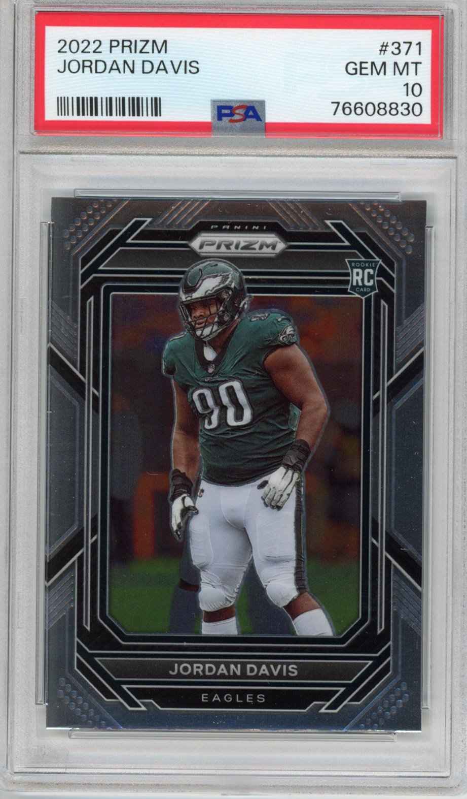Graded 2022 Panini Prizm Jordan Davis #371 Rookie RC Football Card PSA 10