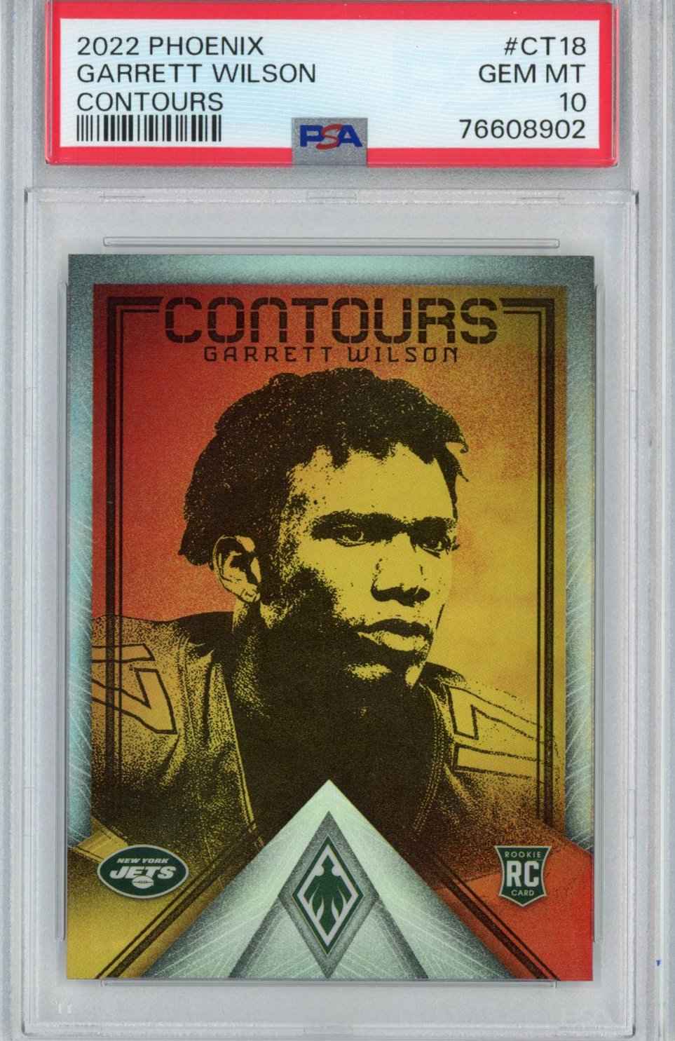 Graded 2022 Panini Phoenix Garrett Wilson #CT18 Contours Rookie RC Football Card PSA 10 Gem Mint