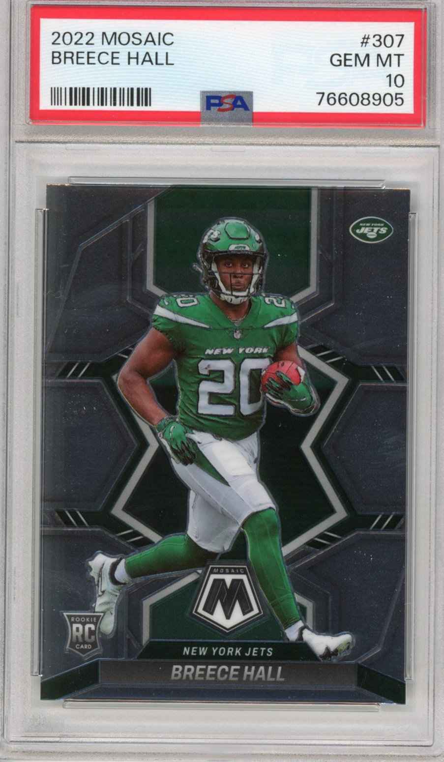 Graded 2022 Panini Mosaic Breece Hall #307 Rookie RC Football Card PSA 10 Gem Mint