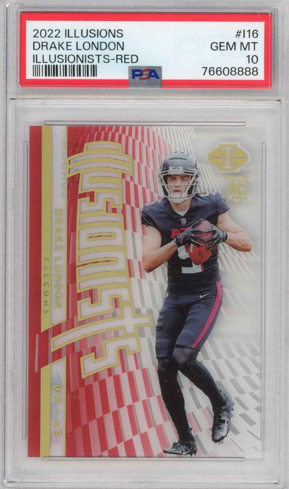 Graded 2022 Panini Illusions Drake London #I16 Illusionists Red Rookie RC Football Card PSA 10 Gem Mint