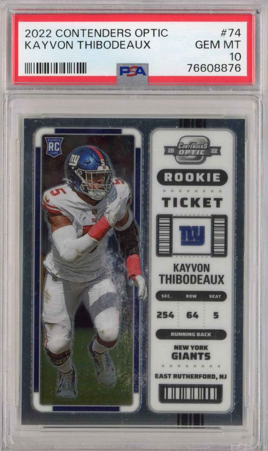 Graded 2022 Panini Contenders Optic Kayvon Thibodeaux #74 Rookie RC Football Card PSA 10 Gem Mint