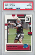 Graded 2022 Panini Donruss Brock Purdy #374 Rookie RC Football Card PSA 8 Mint