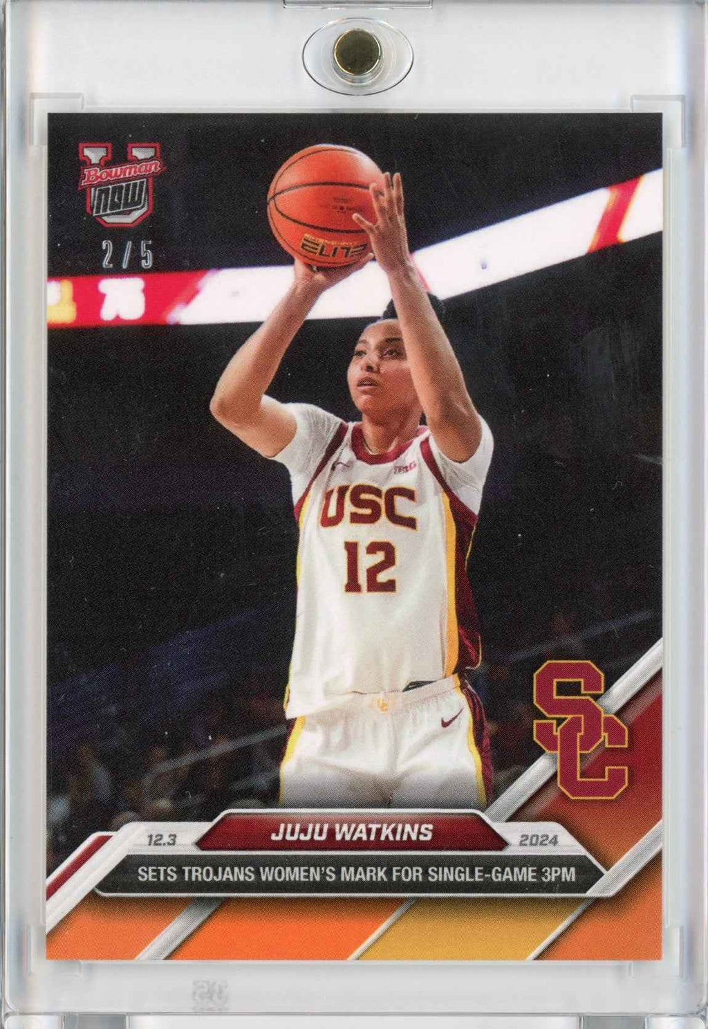 2024 Topps Bowman U Now JuJu Watkins #22 Orange #/5 USC Trojans Rookie RC Basketball Card