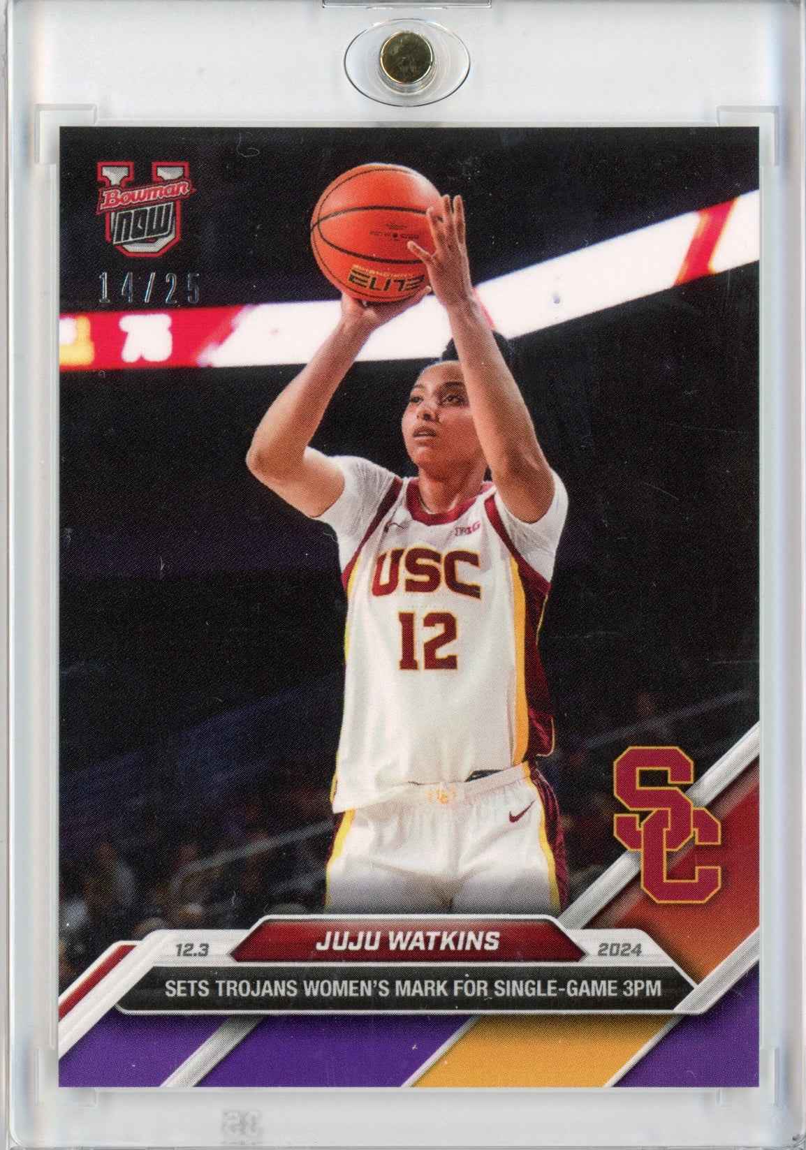 2024 Topps Bowman U Now JuJu Watkins #22 Purple #/25 USC Trojans Rookie RC Basketball Card