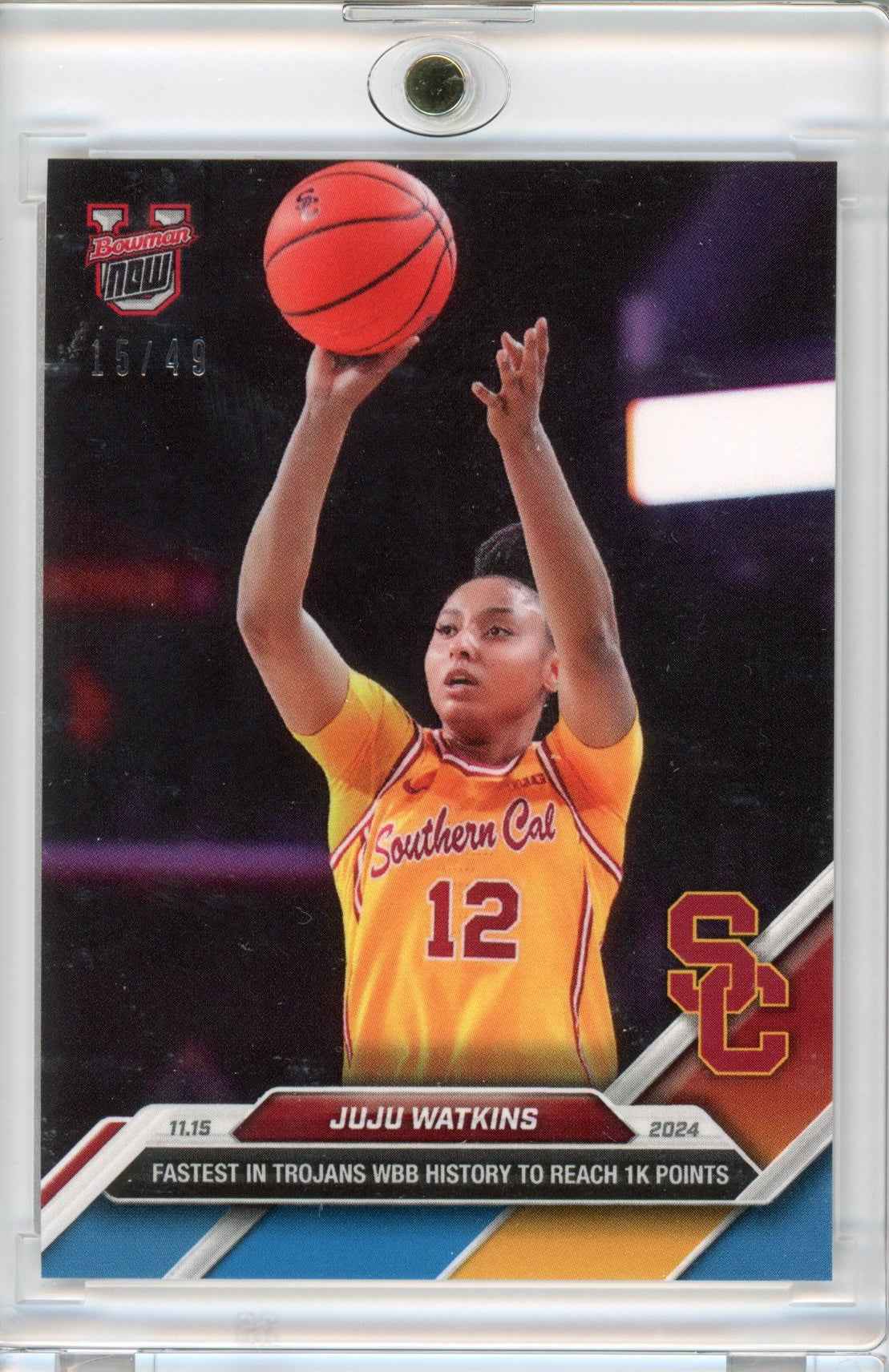 2024 Topps Bowman U Now JuJu Watkins #11 Blue #/49 USC Trojans Rookie RC Basketball Card
