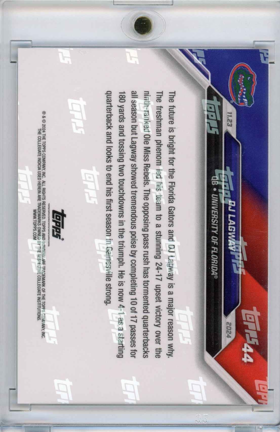 2024 Topps Bowman U Now DJ Lagway #46 Blue /49 Florida Gators Rookie RC Football Card