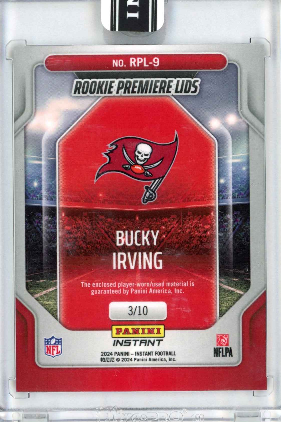 2024 Panini Instant Bucky Irving #RPL-9 Rookie Premiere Lids /10 Rookie RC Football Card