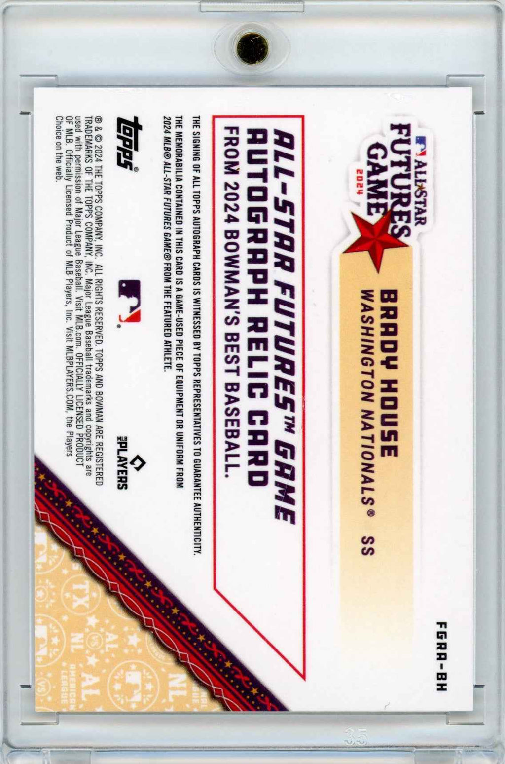2024 Topps Bowmans Best Brady House #FGRA-BH Futures Game Auto #/500 Rookie RC Baseball Card