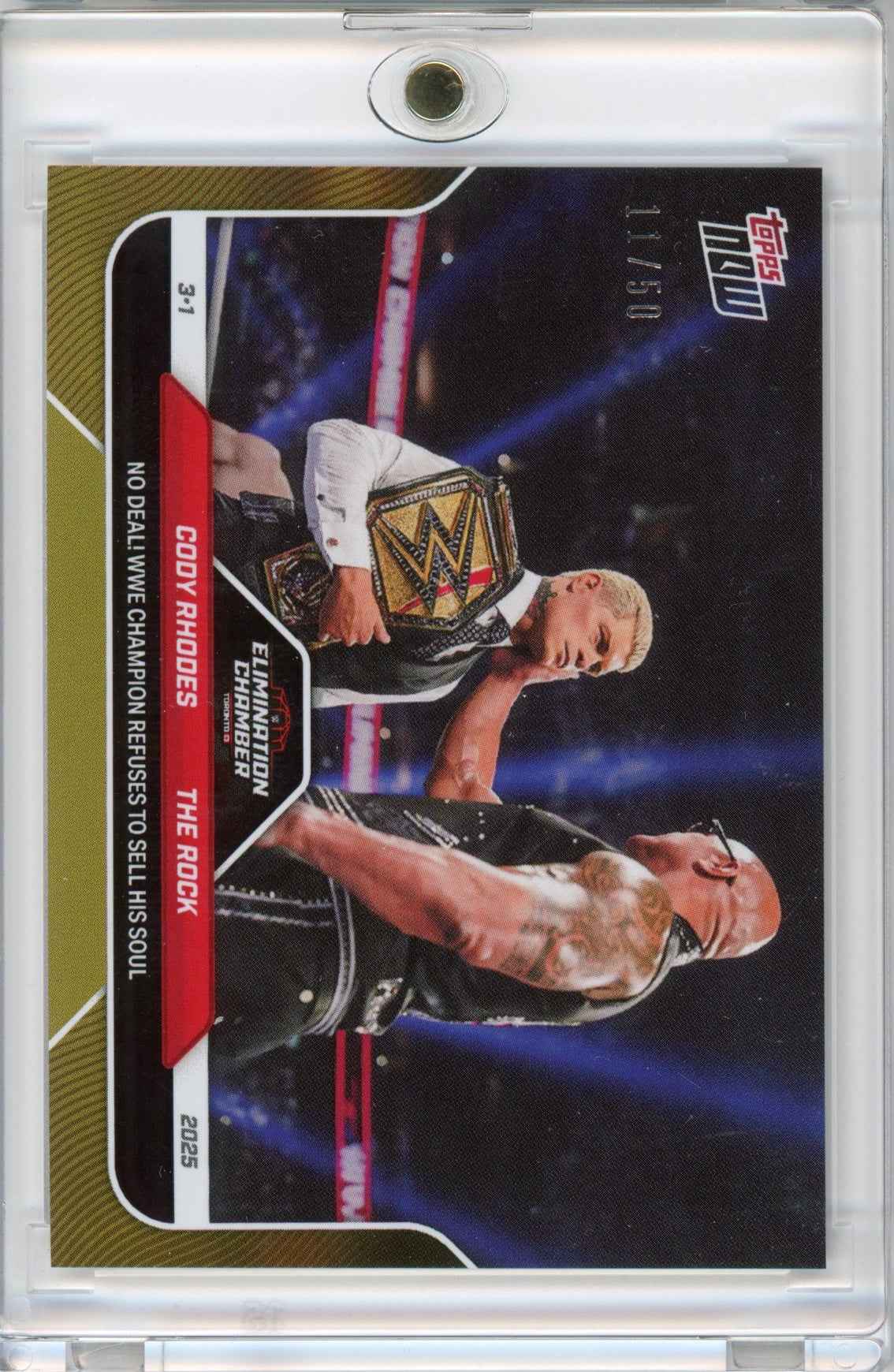 2025 Topps Now WWE Cody Rhodes/The Rock #26 Gold /50 No Deal! Wrestling Card