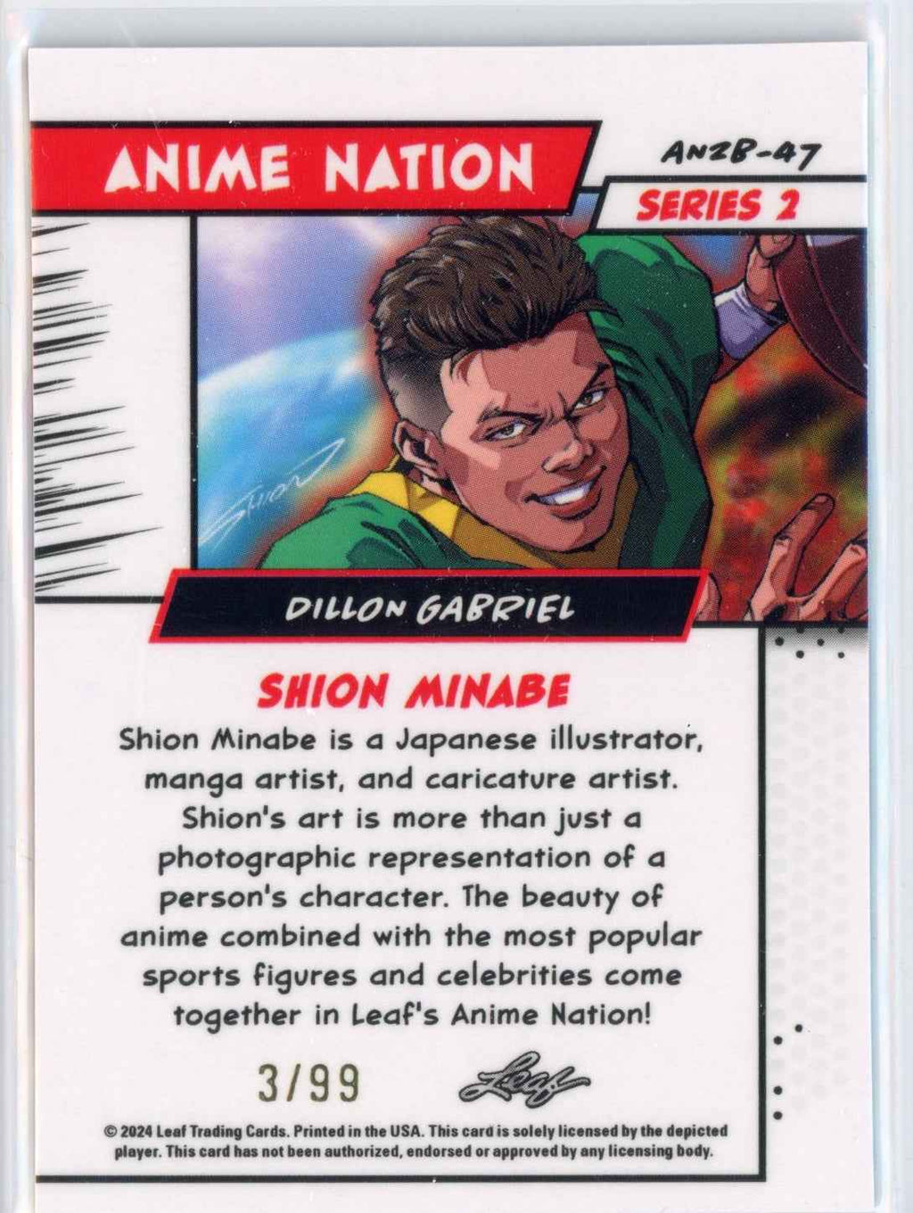 2025 Leaf Web Exclusives Anime Nation Dillon Gabriel #47 Silver /99 Rookie RC Football Card
