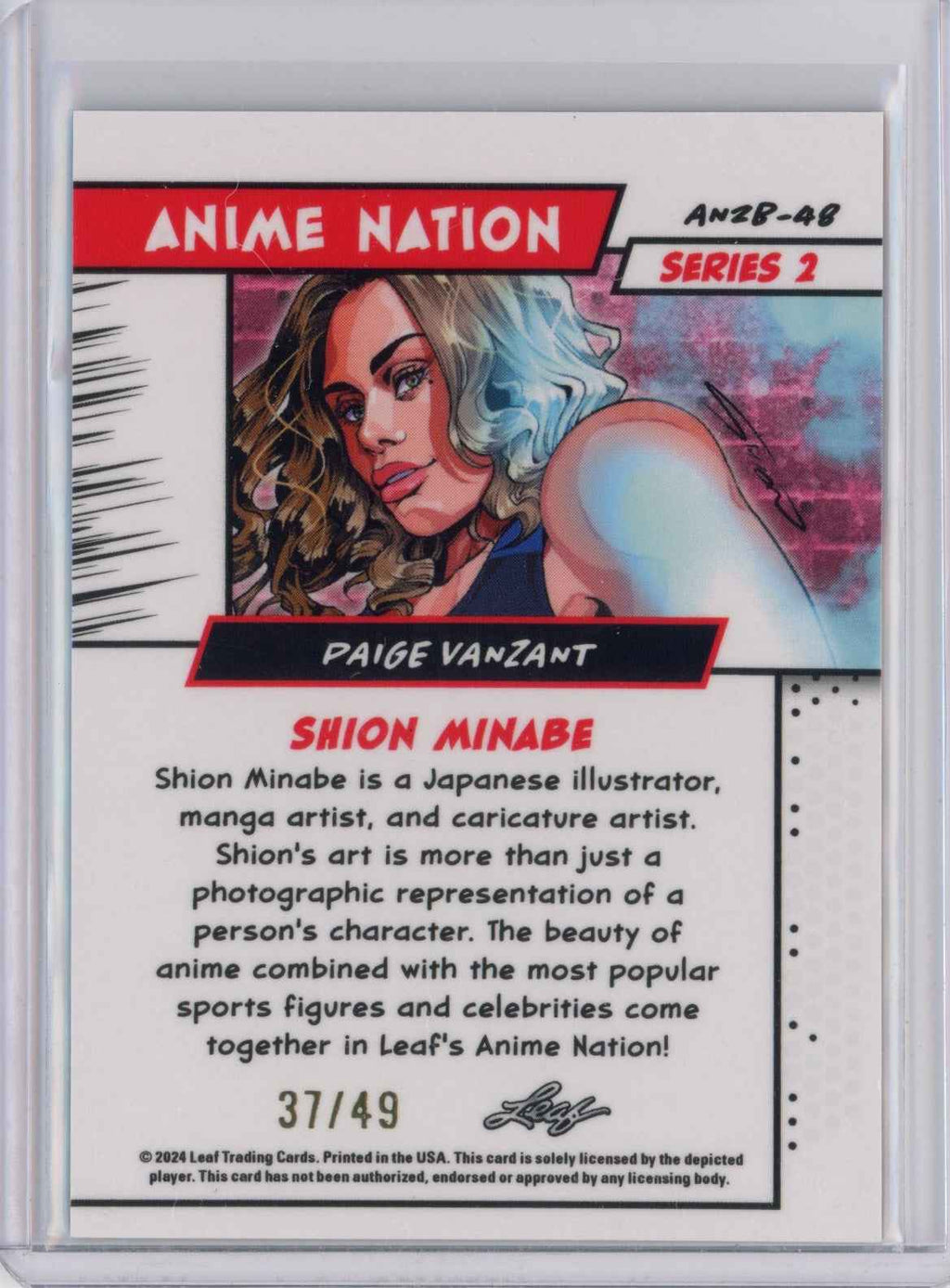 2025 Leaf Web Exclusives Anime Nation Paige VanZant #48 Purple /49 MMA Card