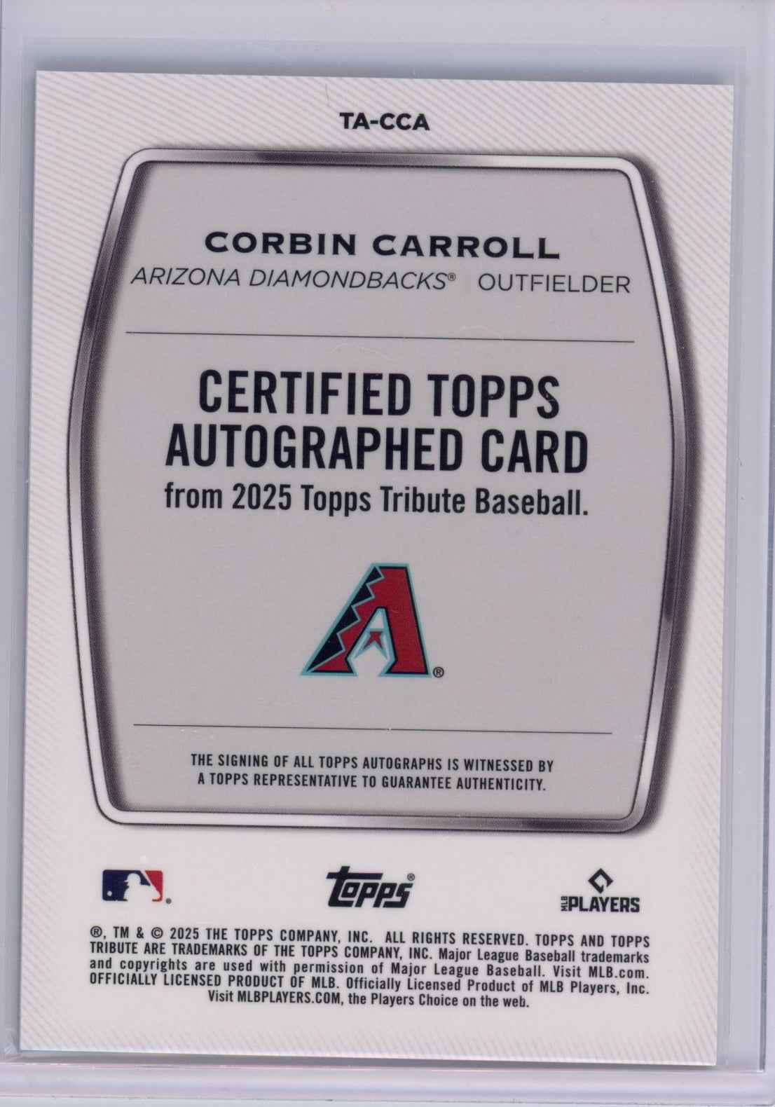 2025 Topps Tribute Corbin Carroll #TACCA Green Auto /99 Baseball Card