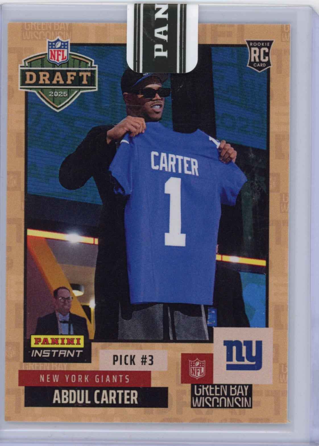 2025 Panini Instant NFL Abdul Carter #DN3 Draft Night Beige /25 New York Giants Rookie RC Football Card
