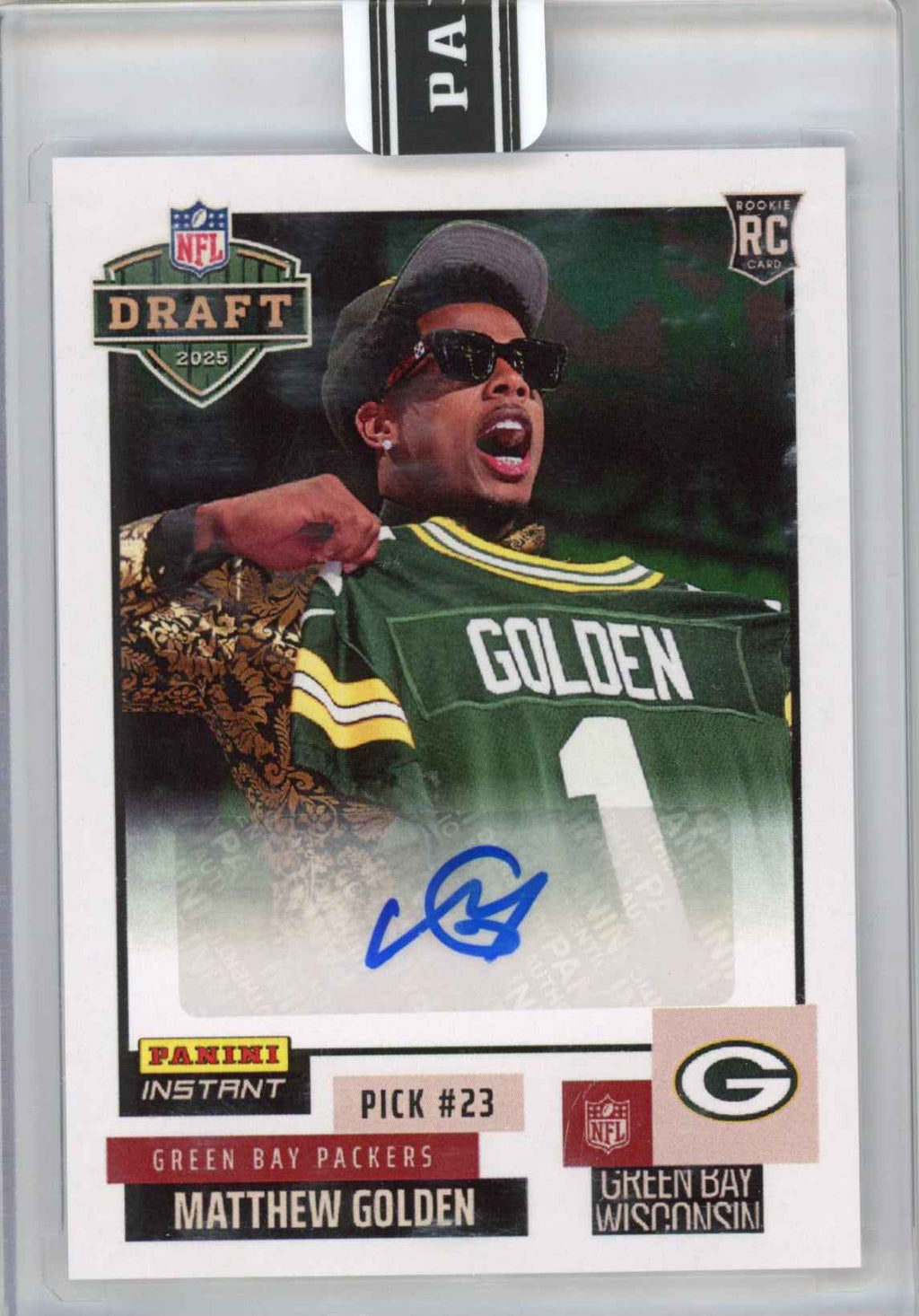 2025 Panini Instant NFL Matthew Golden #DN12 Draft Night Auto /99 Green Bay Packers Rookie RC Football Card