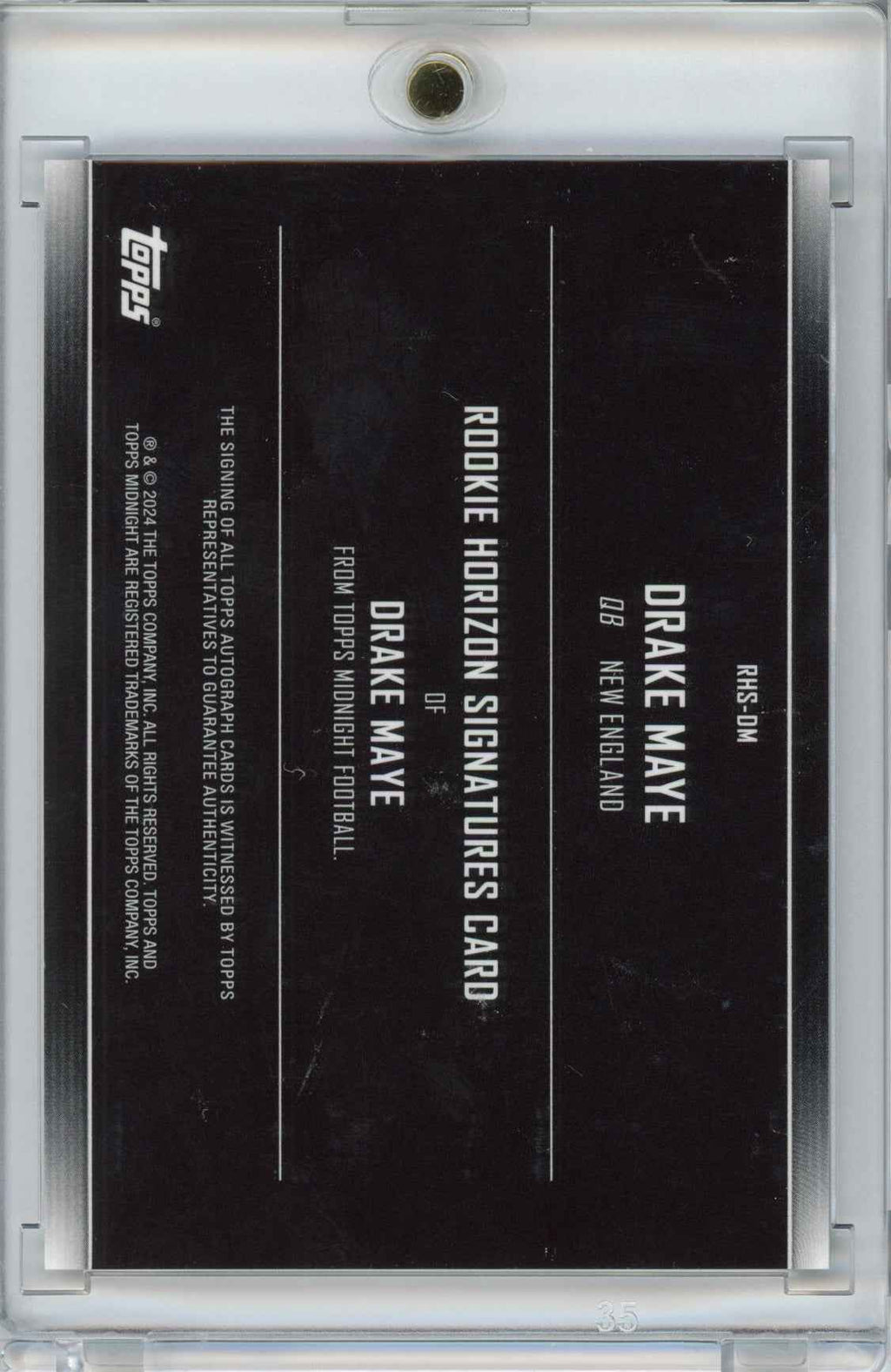 2024 Topps Midnight Drake Maye #RHSDM Horizon Auto Rookie RC Football Card