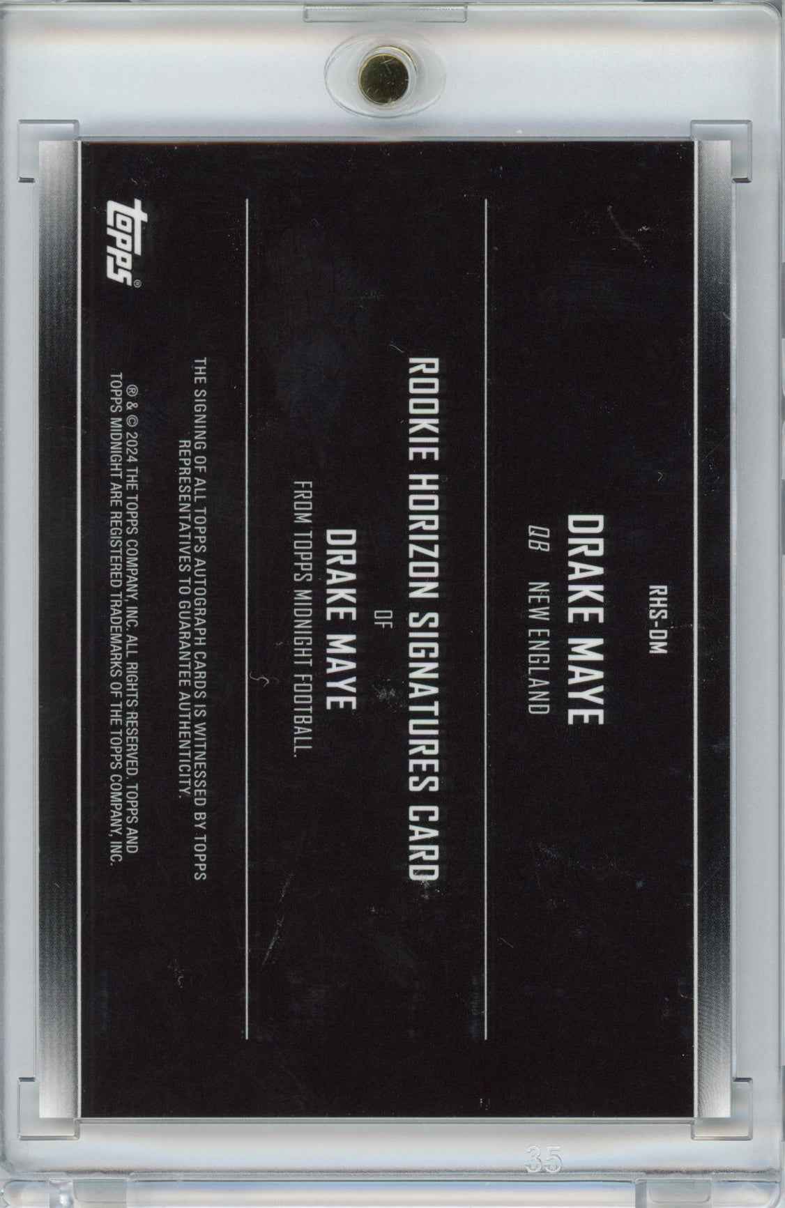 2024 Topps Midnight Drake Maye #RHSDM Horizon Auto Rookie RC Football Card