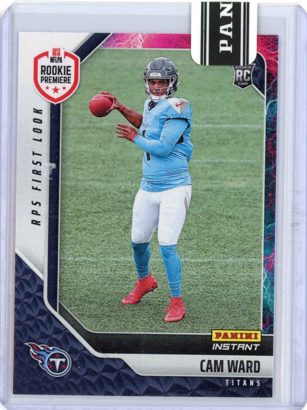 2025 Panini Instant NFL Cam Ward #4 RPS First Look Lightning /5 Tennessee Titans Rookie RC Football Card