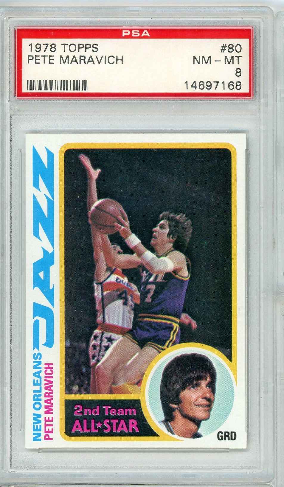 Graded 1978 Topps Pistol Pete Maravich #80 Basketball Card PSA 8 NM-MT