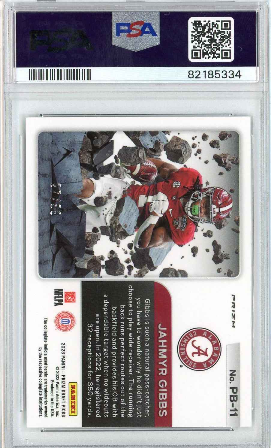 Graded 2023 Prizm Draft Picks Jahmyr Gibbs #PB11 Prizm Break Blue Ice Rookie RC Football Card PSA 10 Gem Mint