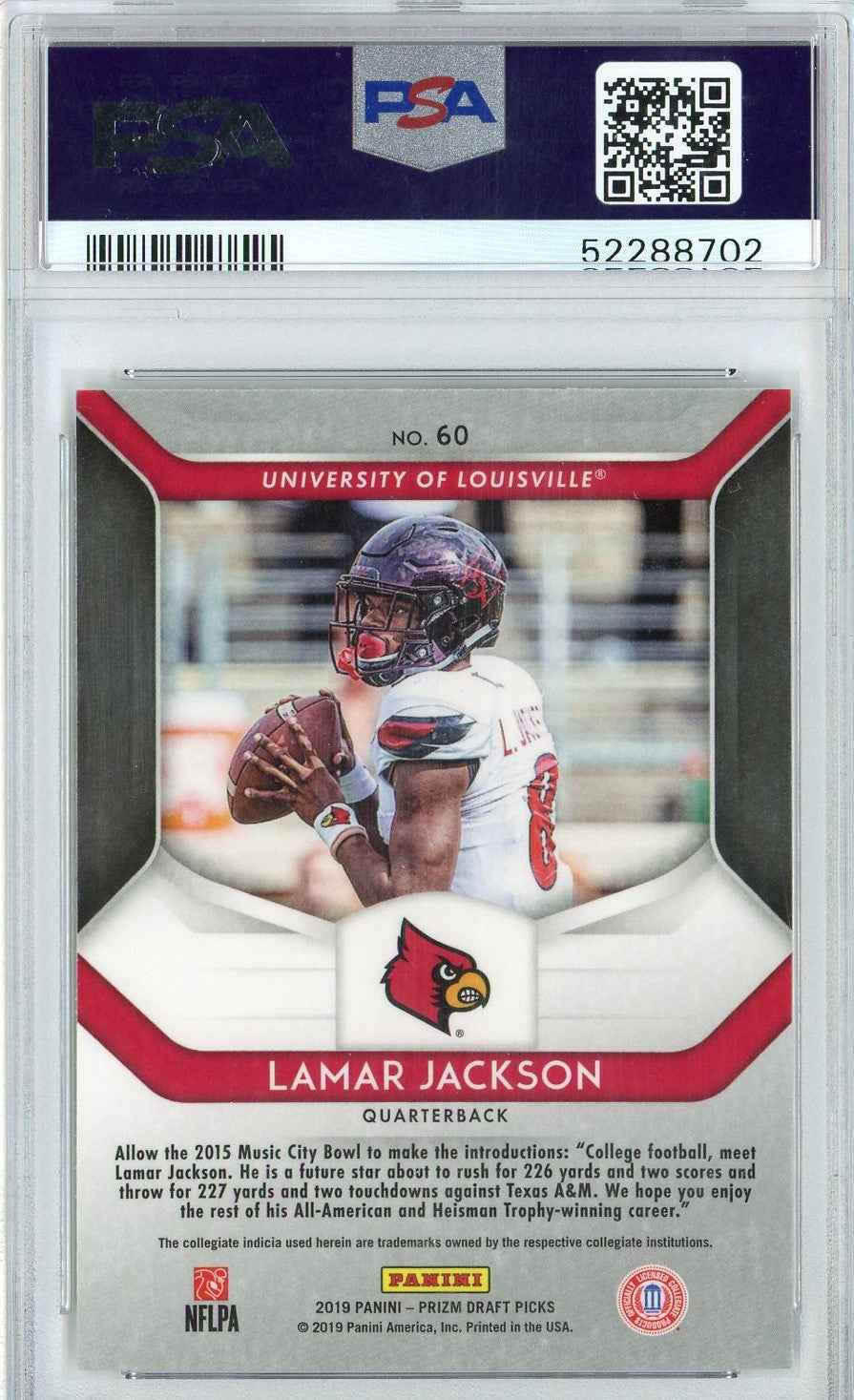 Graded 2019 Panini Prizm DP Lamar Jackson #60 Rookie RC Football Card PSA 10 Gem Mint