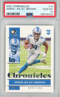 Graded 2021 Chronicles Amon-Ra St. Brown #33 Rookie RC Football Card PSA 10 Gem Mint