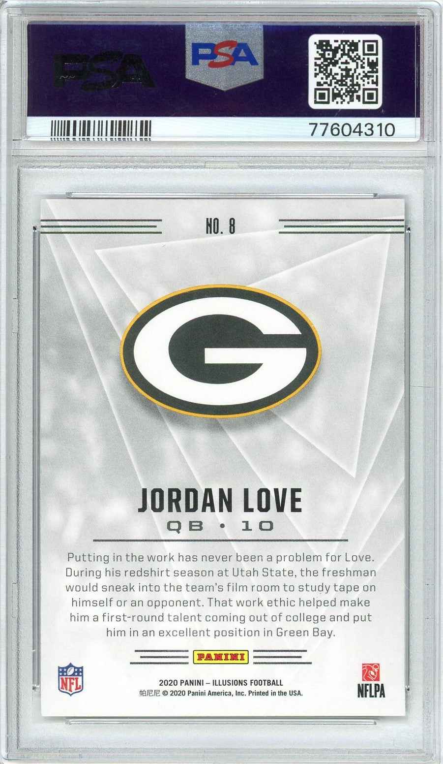 Graded 2020 Panini Illusions Jordan Love #8 Retail Rookie RC Football Card PSA 10 Gem Mint