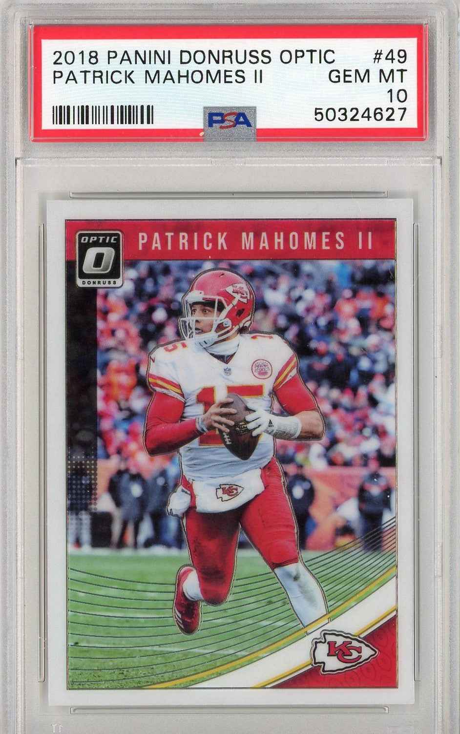 Graded 2018 Panini Donruss Optic Patrick Mahomes II #49 Football Card PSA 10 Gem Mint