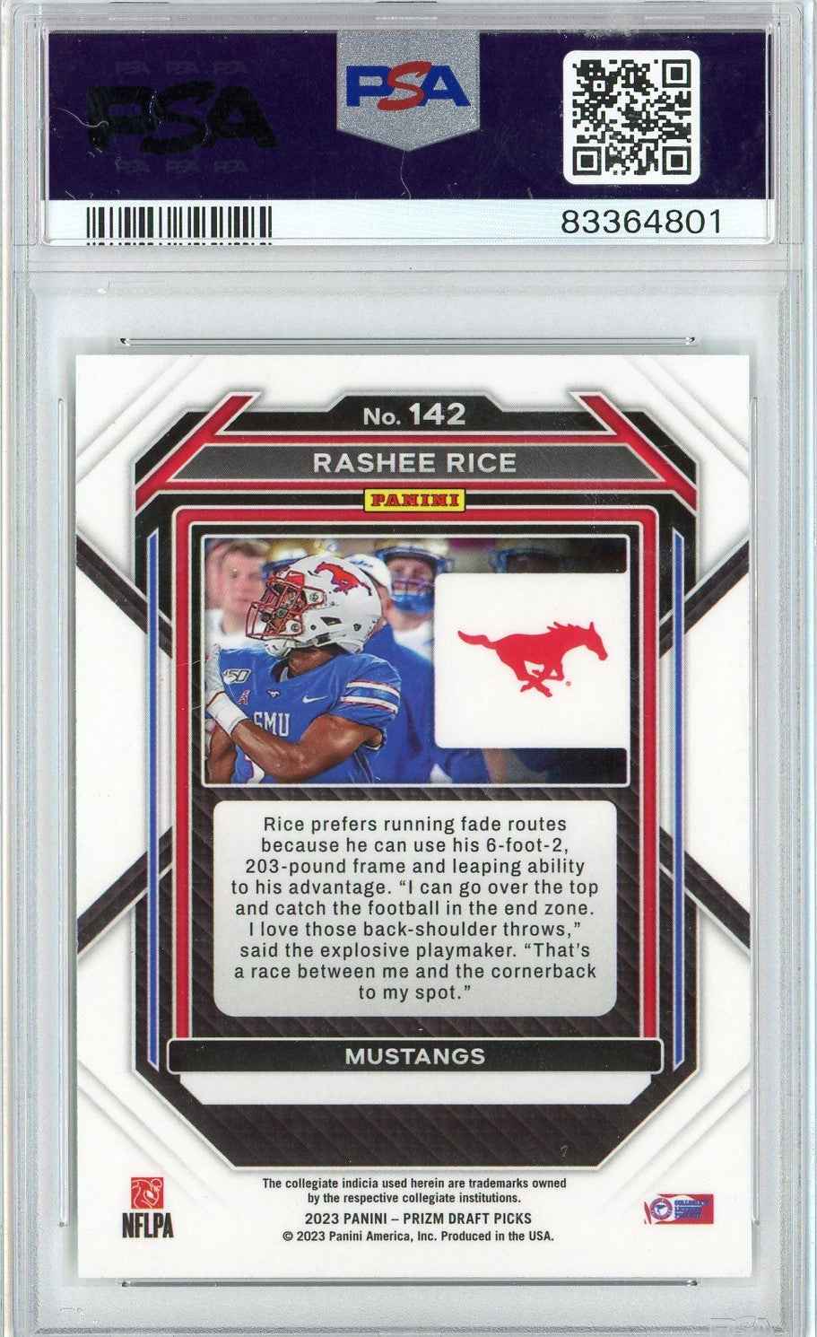 Graded 2023 Prizm Draft Picks Rashee Rice #142 Rookie RC Football Card PSA 10 Gem Mint