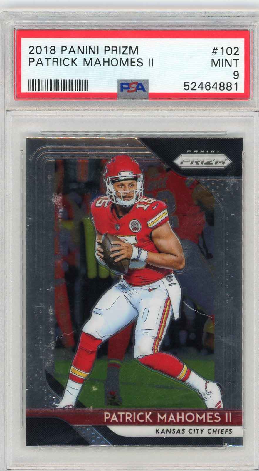 Graded 2018 Panini Prizm Patrick Mahomes II #102 Football Card PSA 9 Mint
