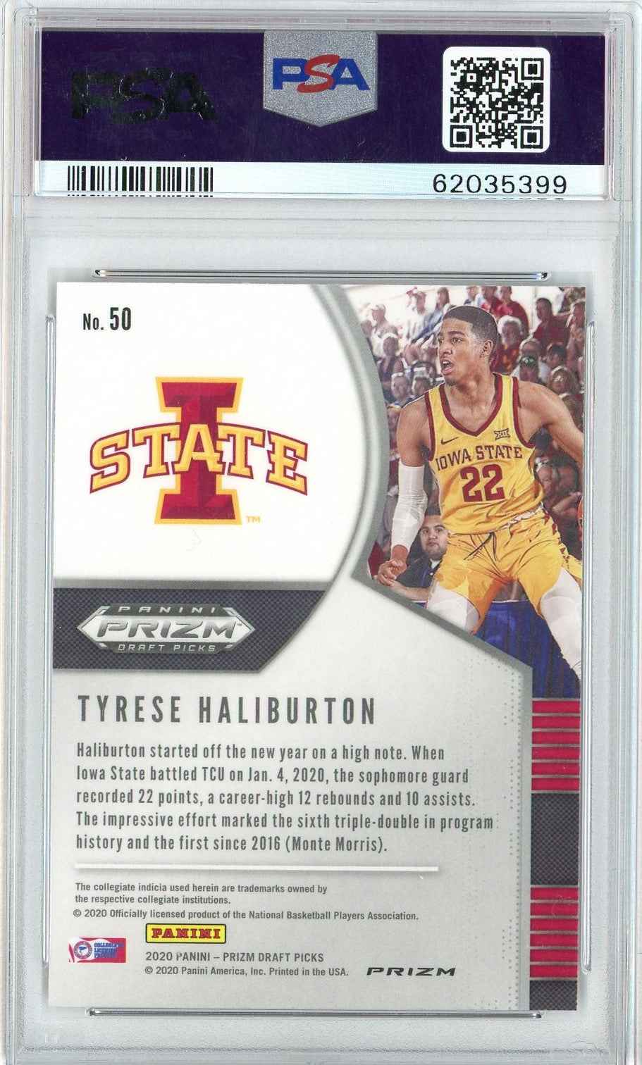 Graded 2020 Panini Prizm DP Tyrese Haliburton #50 Red Ice Rookie RC Basketball Card PSA 10 Gem Mint