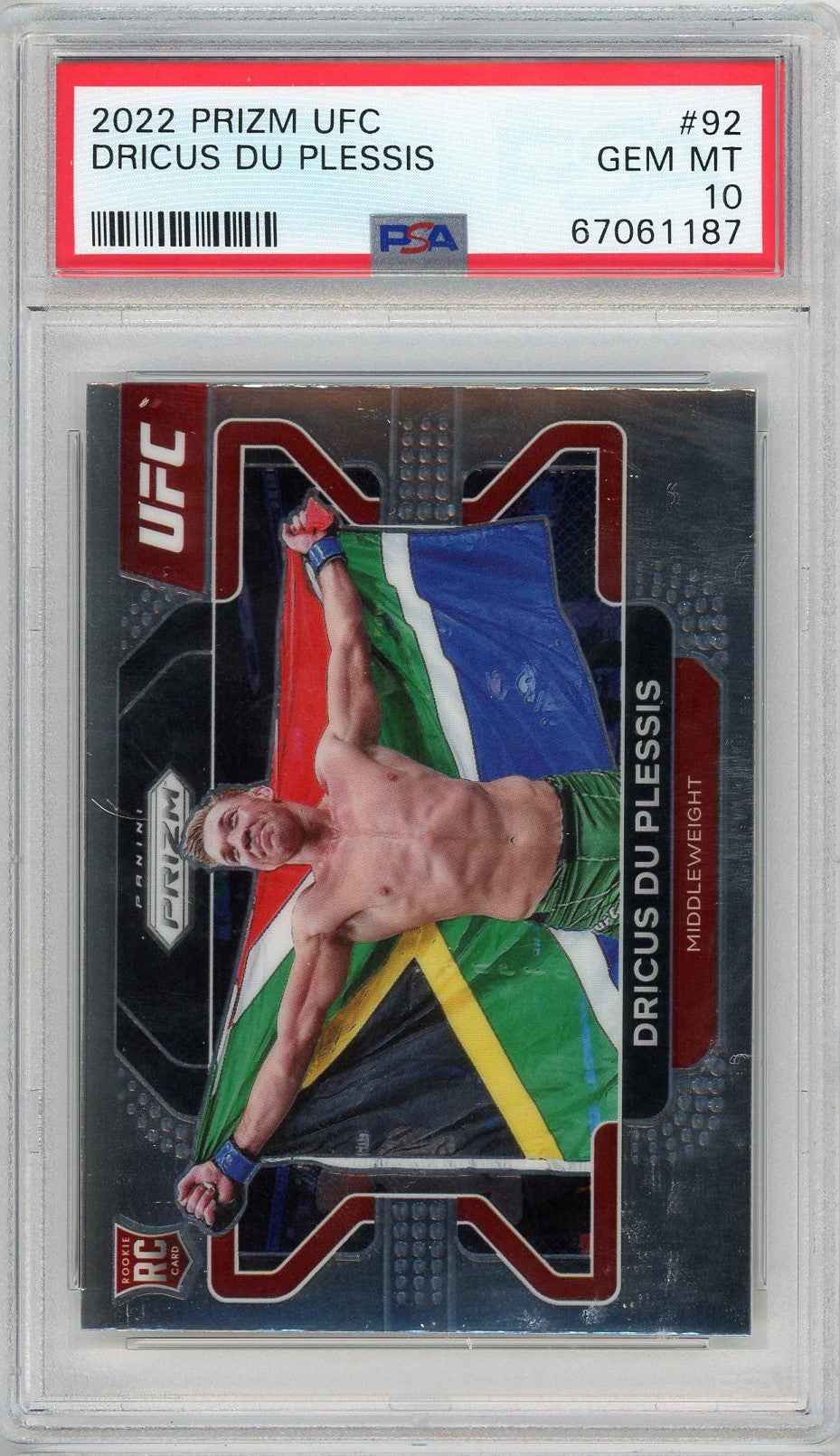 Graded 2022 Panini Prizm UFC Dricus Du Plessis #92 Rookie RC UFC MMA Card PSA 10 Gem Mint