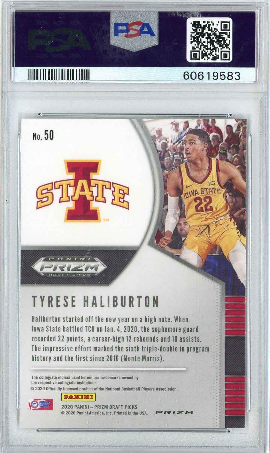 Graded 2020 Panini Prizm DP Tyrese Haliburton #50 Silver Prizm Rookie RC Basketball Card PSA 10 Gem Mint
