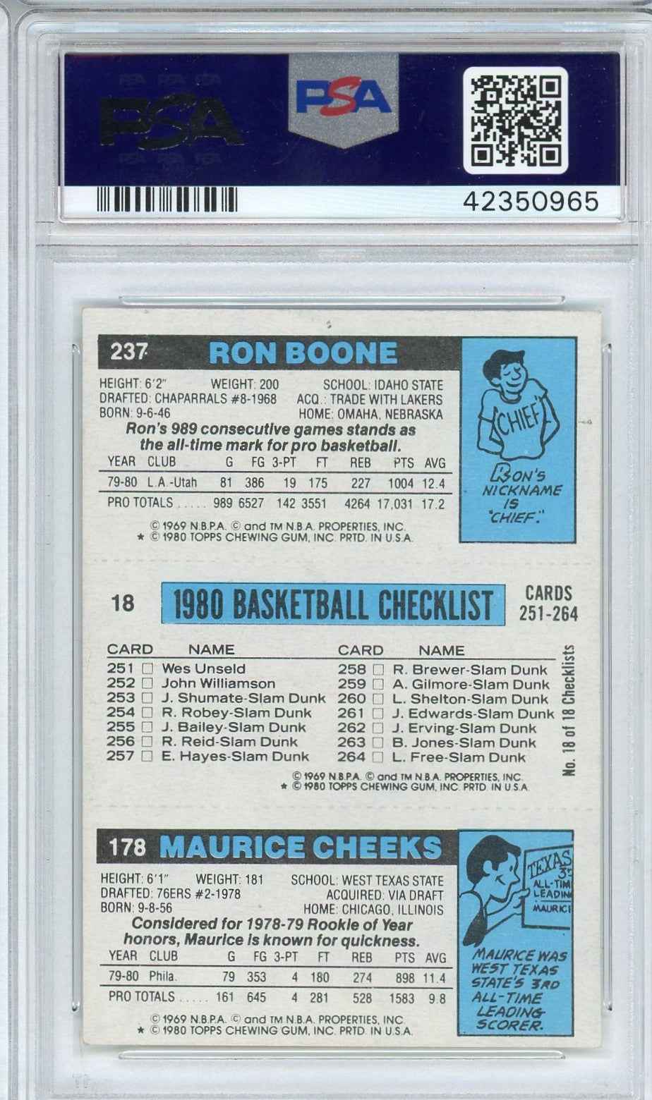Graded 1980 Topps Magic Johnson Long Boone Rookie RC Basketball Card PSA 10 Auto Grade Gem Mint