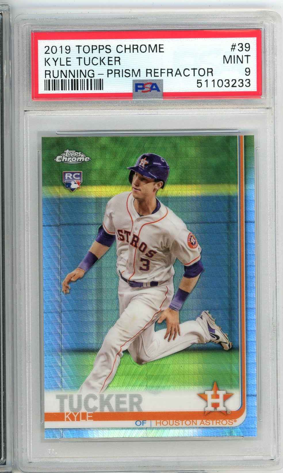 Graded 2019 Topps Chrome Kyle Tucker #39 Running Prism Refractor Rookie RC Baseball Card PSA 9 Mint