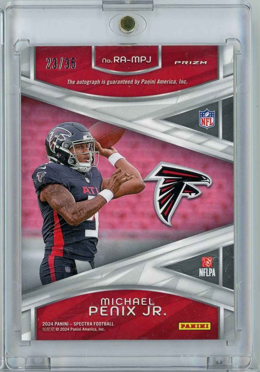 2024 Panini Spectra Michael Penix Jr #RA-MPJ RPA Neon Green Auto /35 Rookie RC Football Card