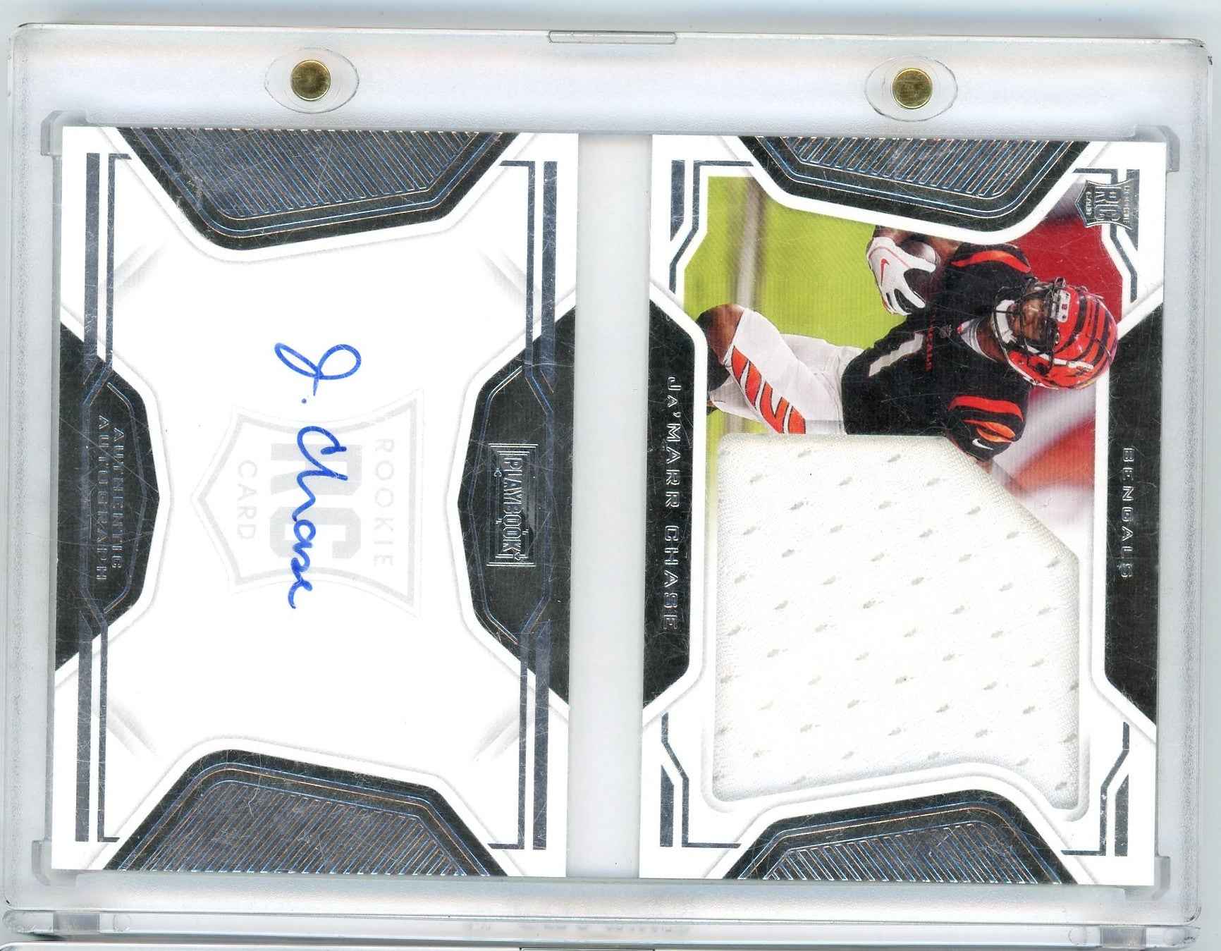 2021 Panini Playbook Rookie Playbook Jersey Autographs Ja'Marr Chase #211 /199 Booklet Auto Rookie RC Football Card