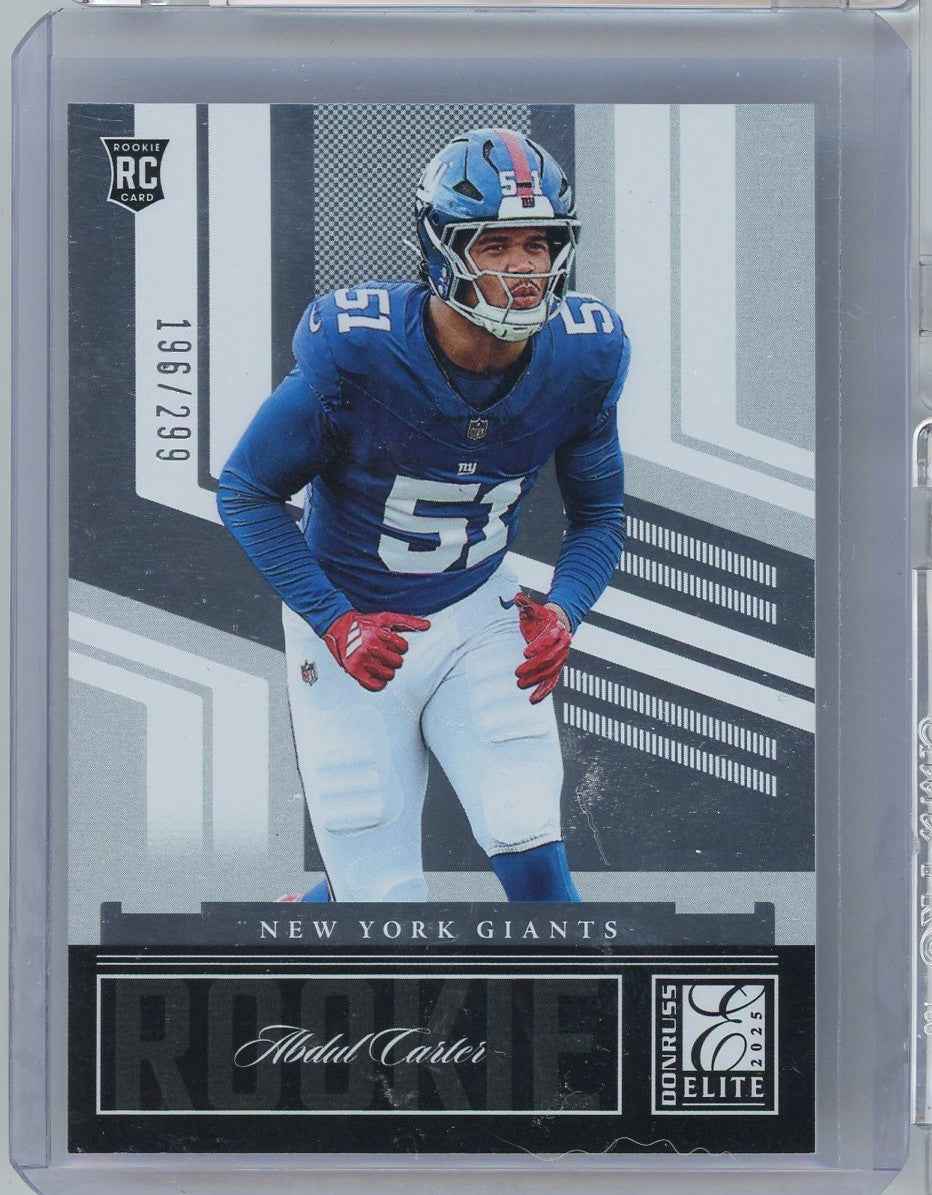 2025 Panini Donruss Elite Silver Abdul Carter #18 /299 New York Giants Rookie RC Football Card