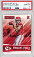 Graded 2017 Panini Rookies & Stars Patrick Mahomes II #201 Rookie RC Football Card PSA 10 Gem Mint