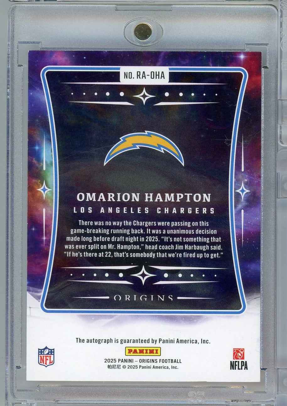 2025 Panini Origins Omarion Hampton #RAOHA /75 Orange Auto Rookie RC Football Card