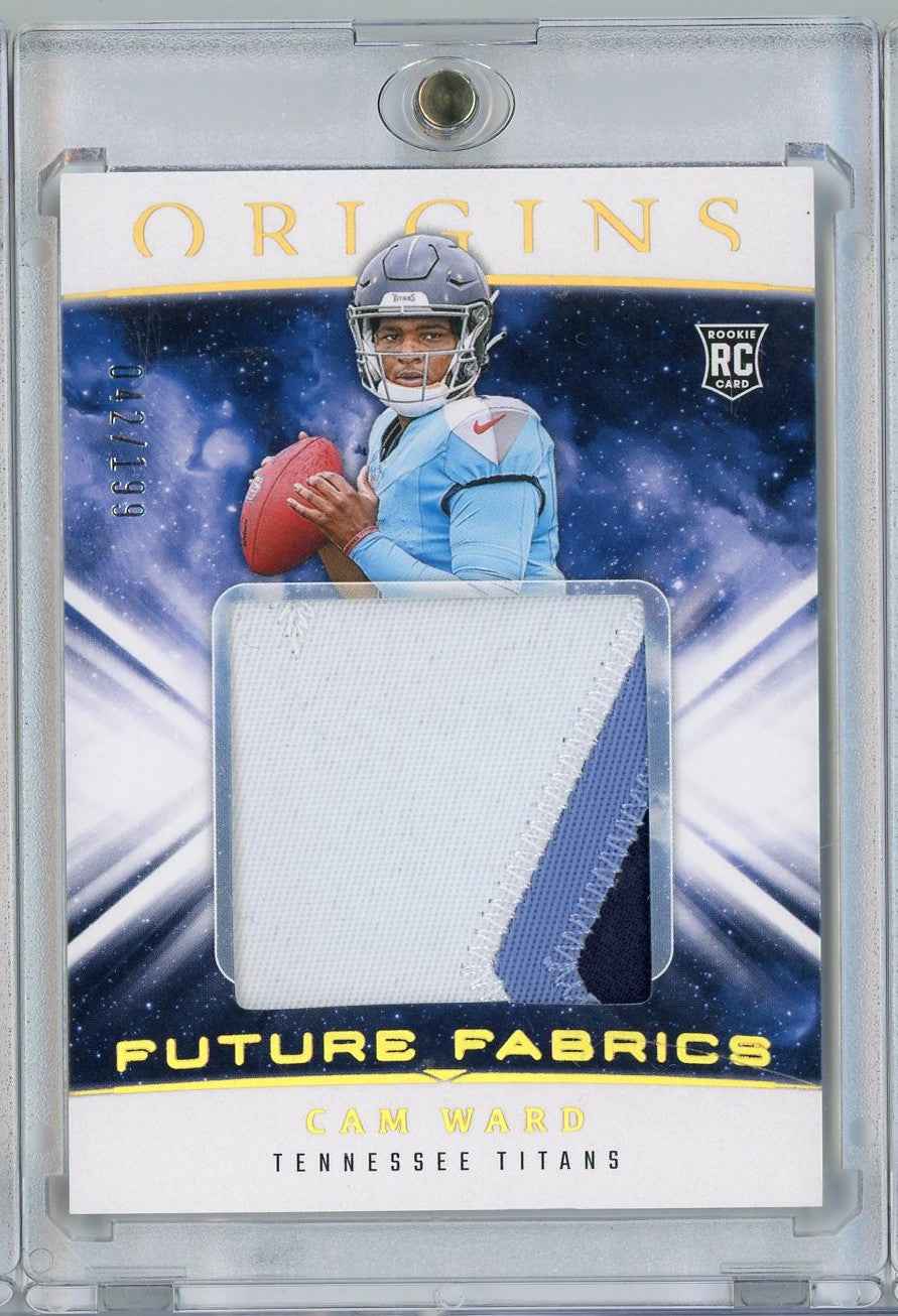 2025 Panini Origins Future Fabrics Cam Ward #FF1 /199 Relic Rookie RC Football Card