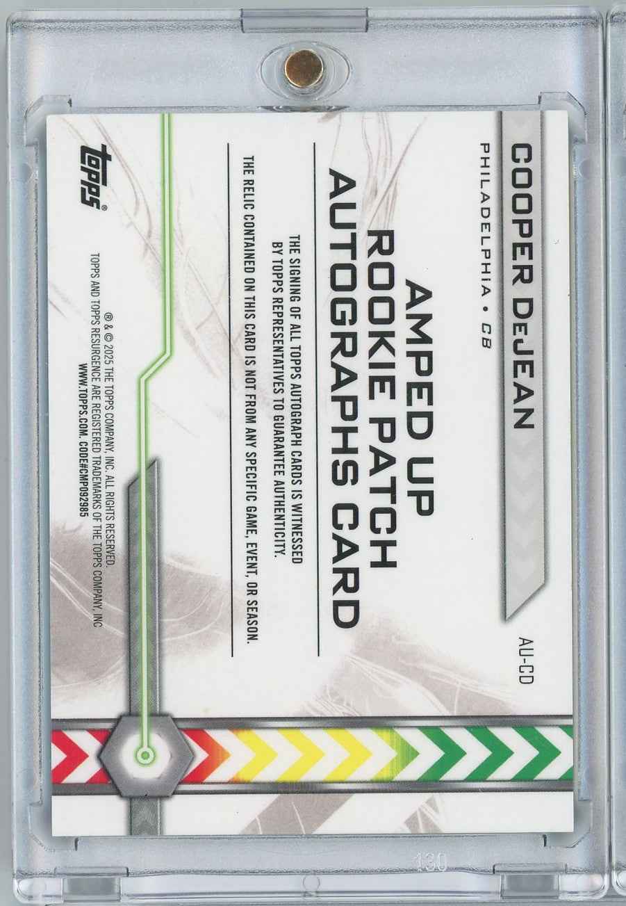 2024 Topps Resurgence Amped Up Green Cooper DeJean #AU-CD 01/15 RPA Auto Rookie RC Football Card