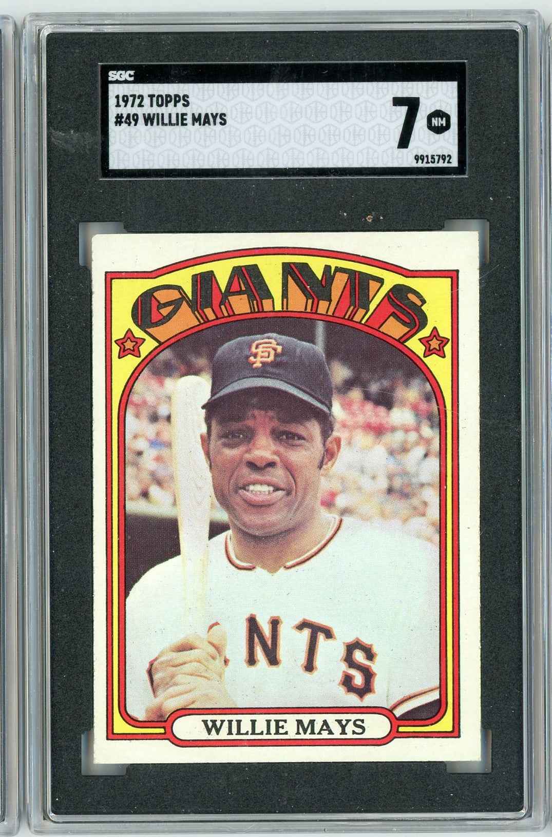 Graded 1972 Topps Willie Mays #49 Baseball Card SGC 7 Near Mint