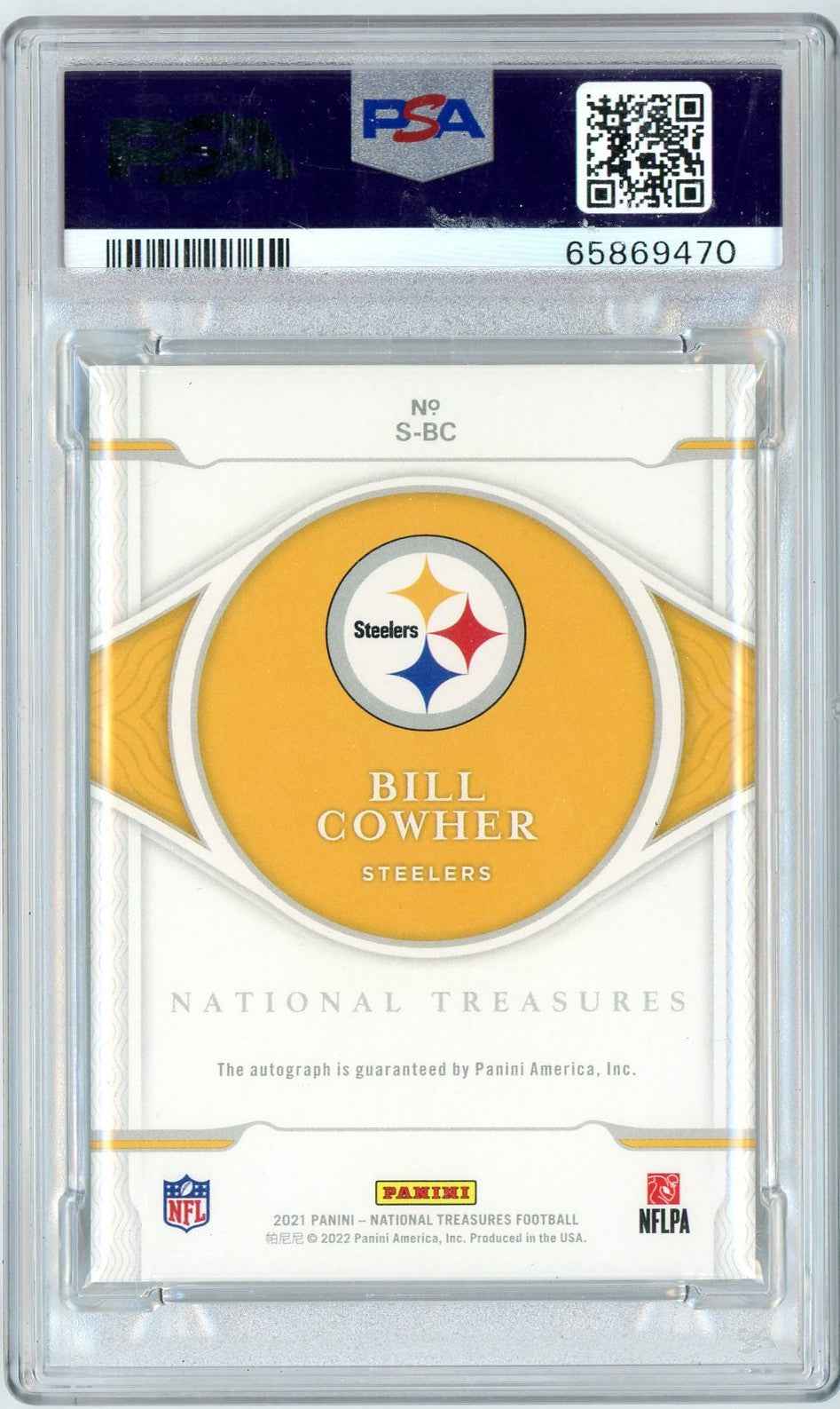 Graded 2021 National Treasures Bill Cowher #SBC /35 Autographed Football Card PSA 9 Mint
