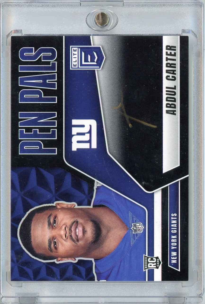 2025 Donruss Elite Pen Pals Black Abdul Carter #PPACA Gold Ink Auto Rookie RC Football Card