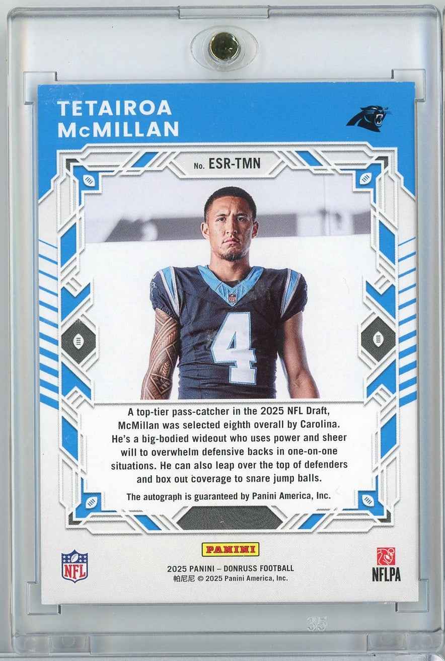 2025 Panini Donruss Tetairoa McMillan #ESRTMN Elite Series Rookies Auto /99 Rookie RC Football Card